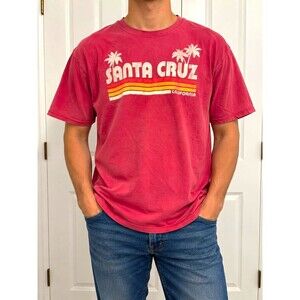 Techstyles Santa Cruz California T Shirt Mens L Retro Beach Palm Trees
